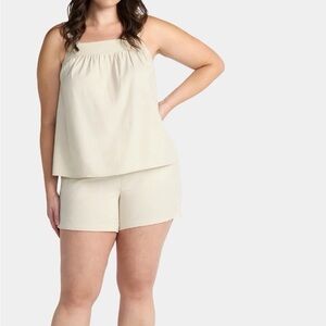 Chic Linen Blend Tank Top and Shorts Set, 2-Piece